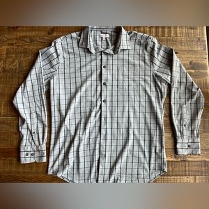 PETER MILLAR Button Down Shirt Men's L Long Sleeve Gray/Blue Super Soft